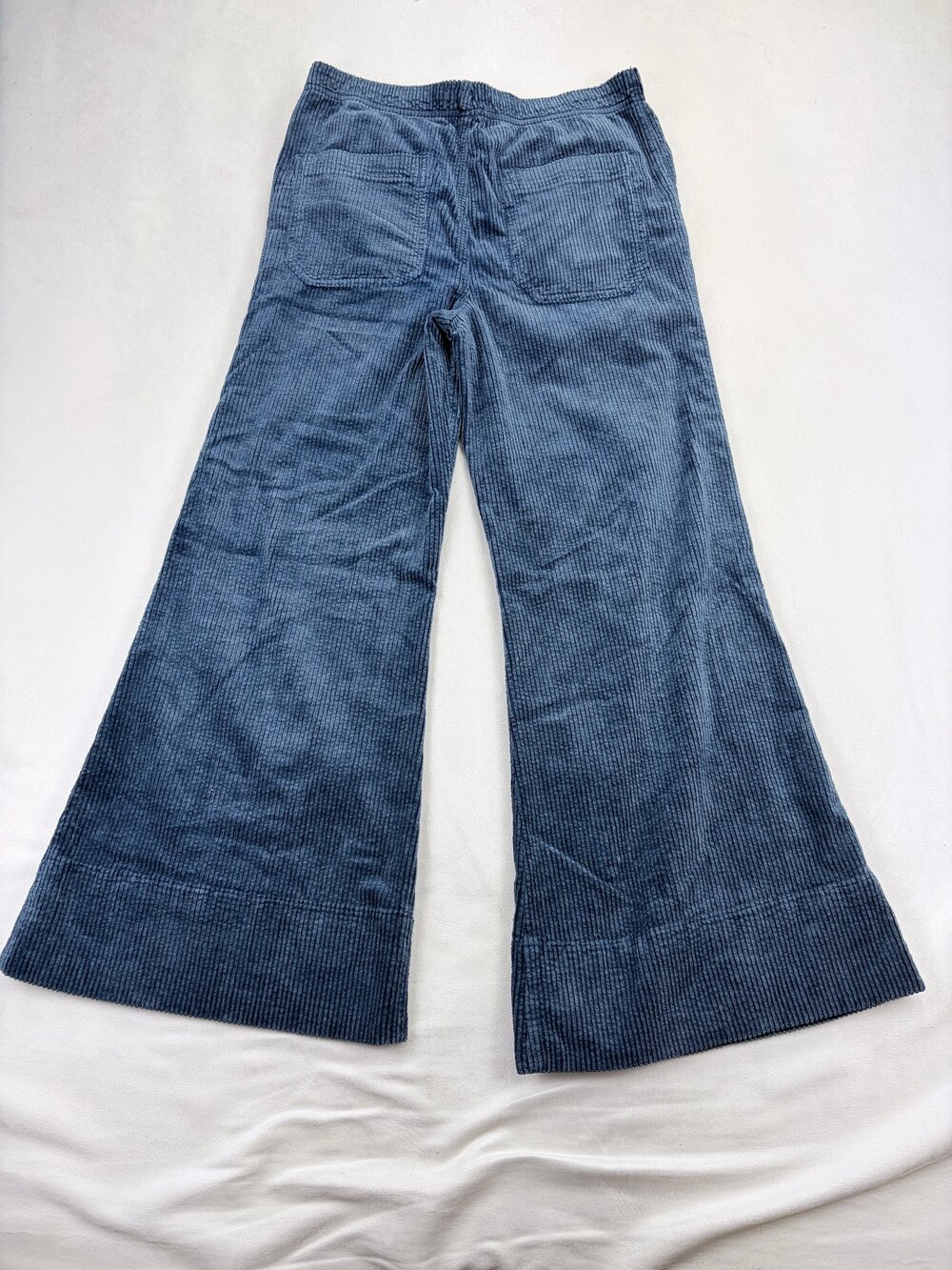 Pilcro Wide Leg Corduroy Flare Pants Blue Size M Elastic Waist OB2339307 - Picture 3 of 13
